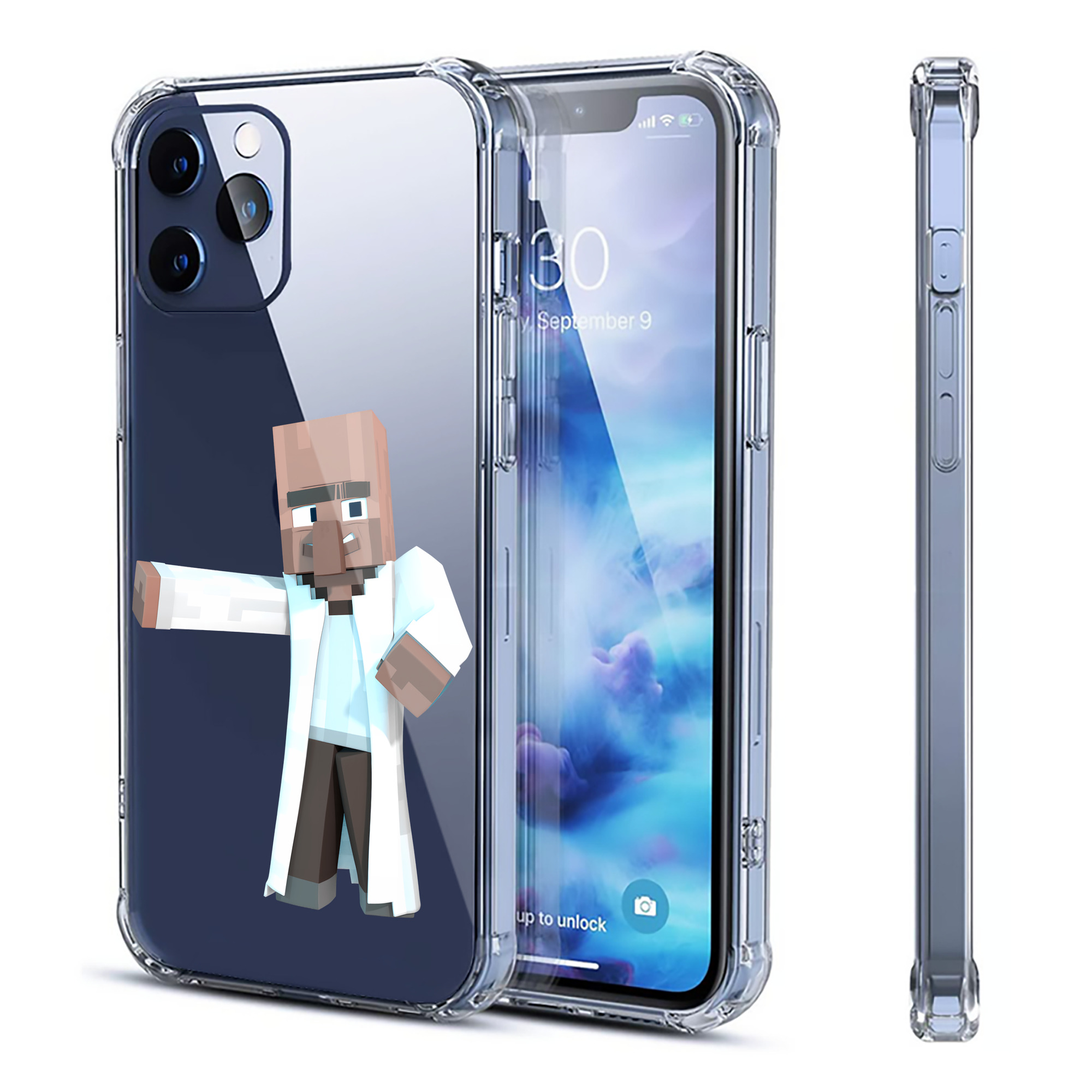 （画像用） マインクラフト ブロックの世界 Minecraft MC Block world 【iPhone 12シリーズ対応】透明スマホケース（クリアソフトケース）